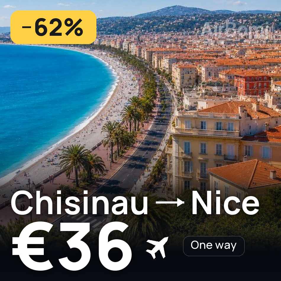 تذكرة طيران: كيشيناو — نيس، €36