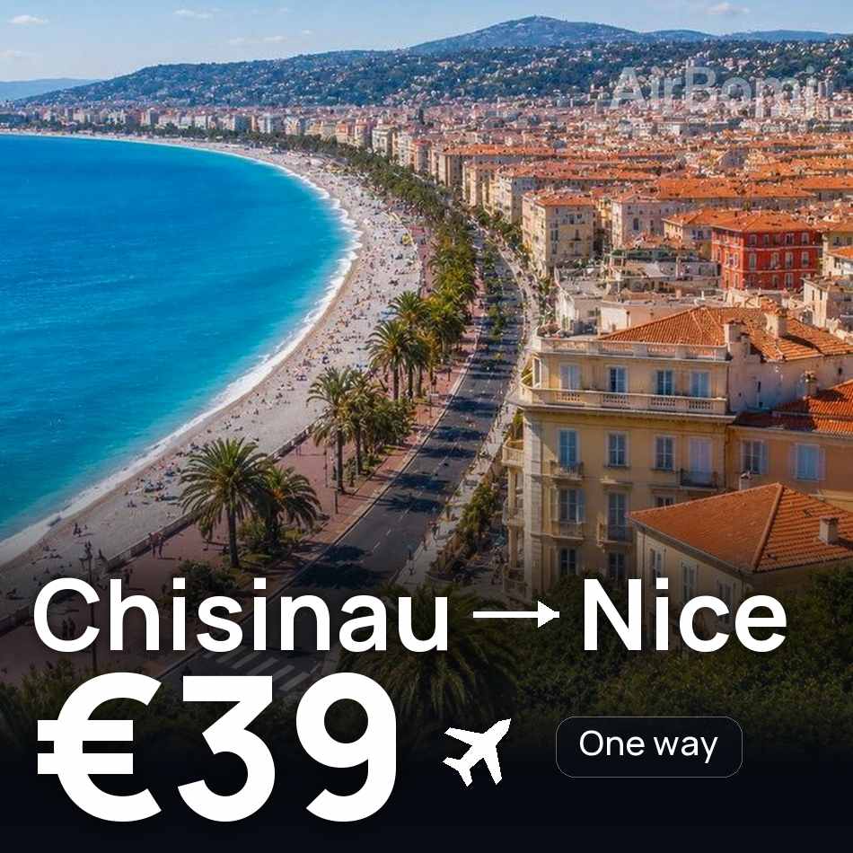 Billet d'avion : Chişinău — Nice, €39