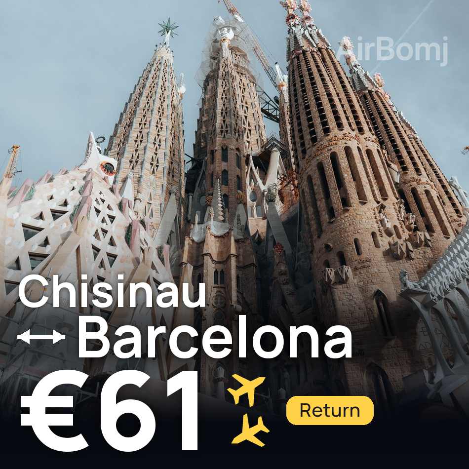 تذكرة طيران: كيشيناو — برشلونة، €61