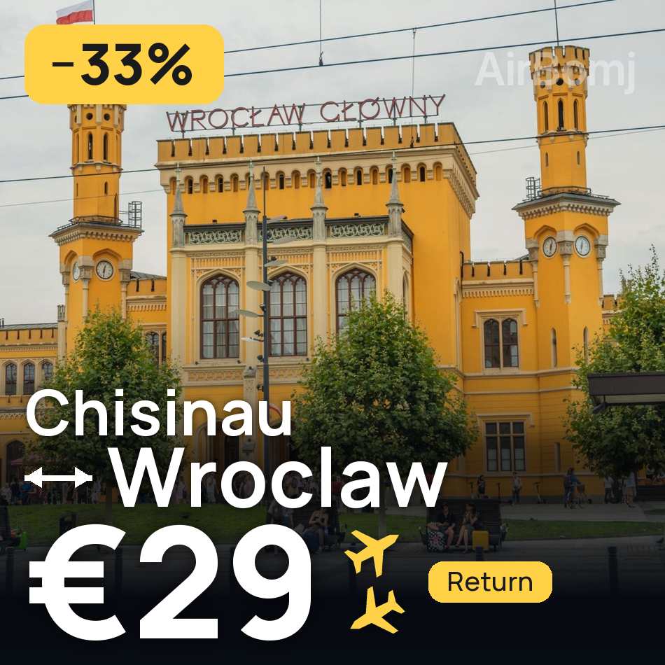 Biglietto aereo: Chişinău — Breslavia, €29