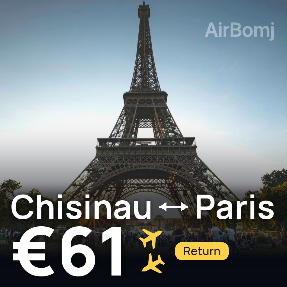 تذكرة طيران: كيشيناو — باريس، €61