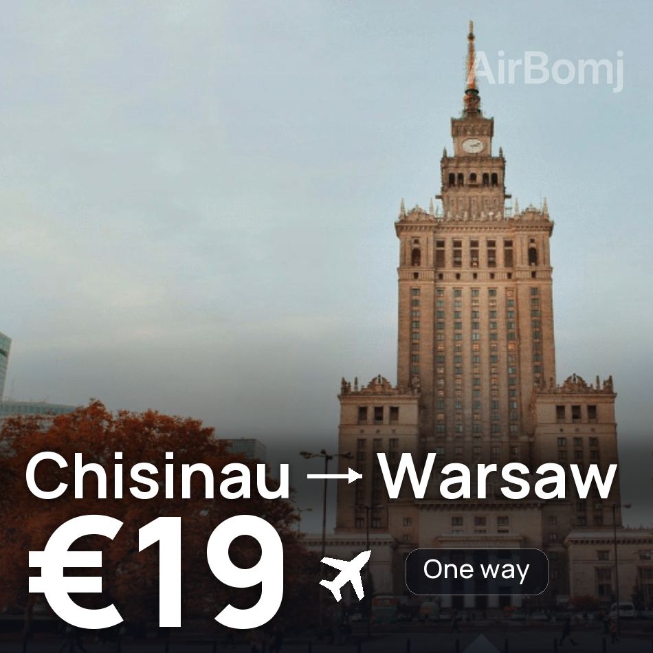 تذكرة طيران: كيشيناو — وارسو، €19
