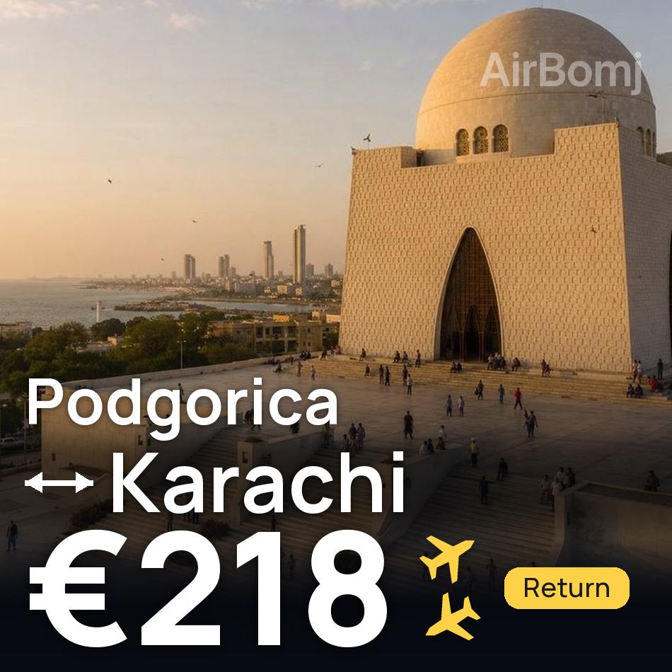Passagem aérea: Podgorica — Carachi, €218