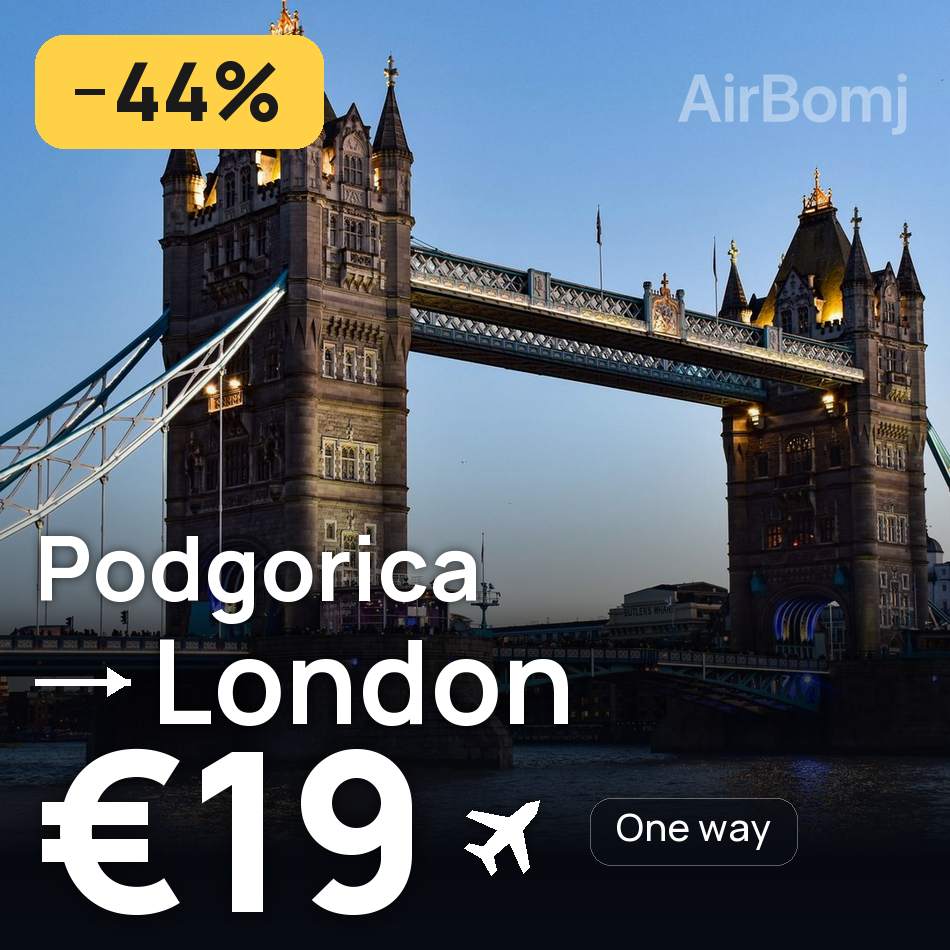 Passagem aérea: Podgorica — Londres, €19