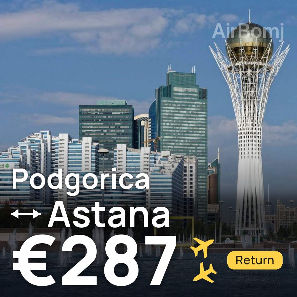 Passagem aérea: Podgorica — Astana, €287