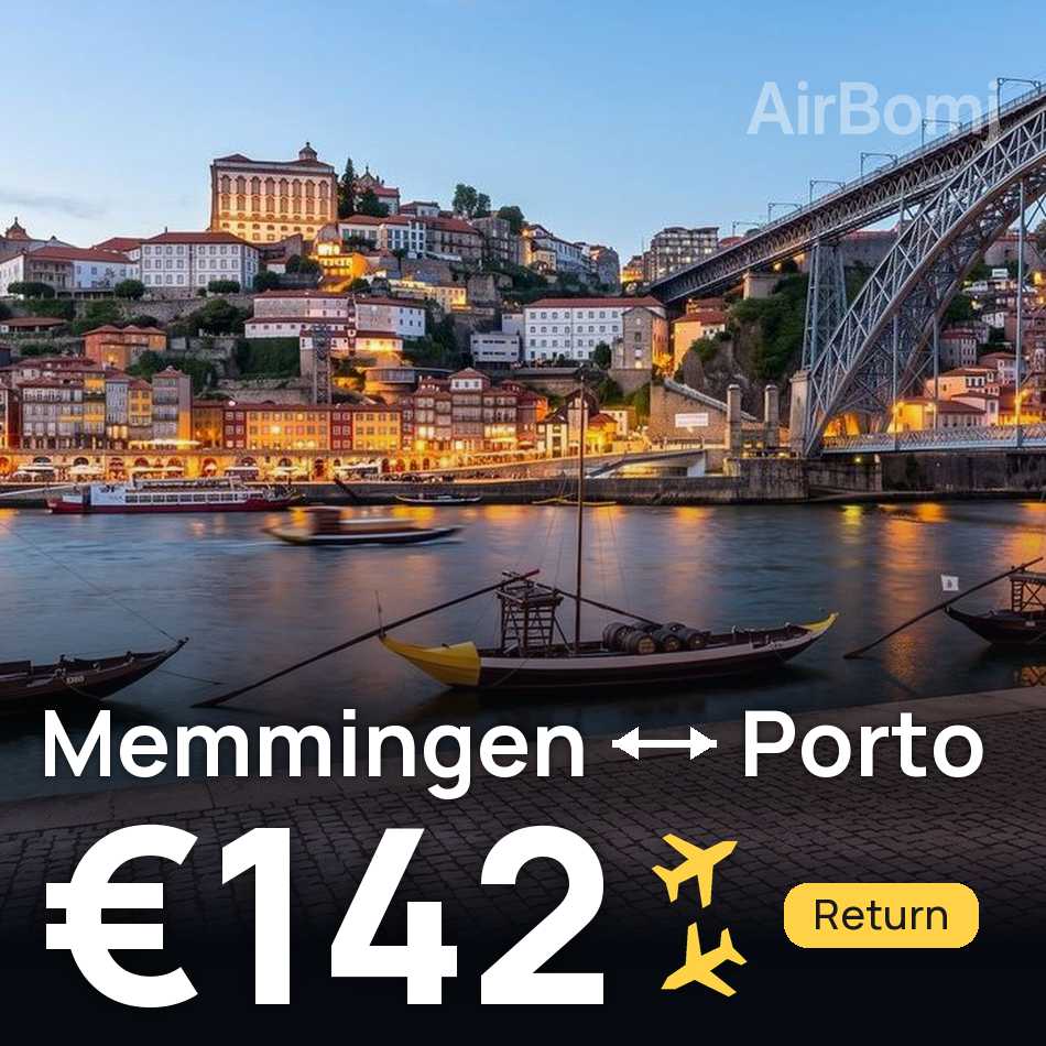 تذكرة طيران: ميمينجين — بورتو، €142
