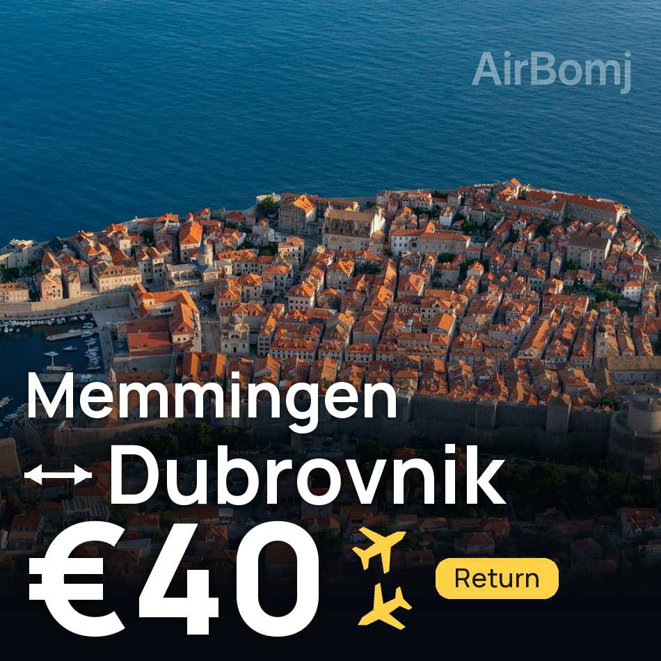 تذكرة طيران: ميمينجين — دوبروڤنيك، €40