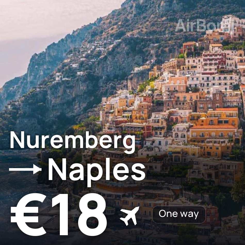 تذكرة طيران: نورنبرج — نابولي، €18