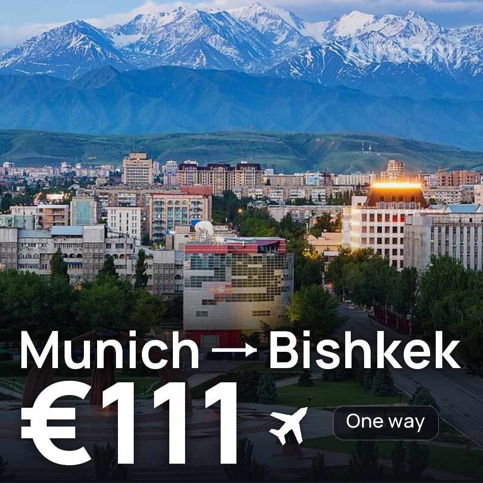 تذكرة طيران: ميونخ — بيشكك، €111