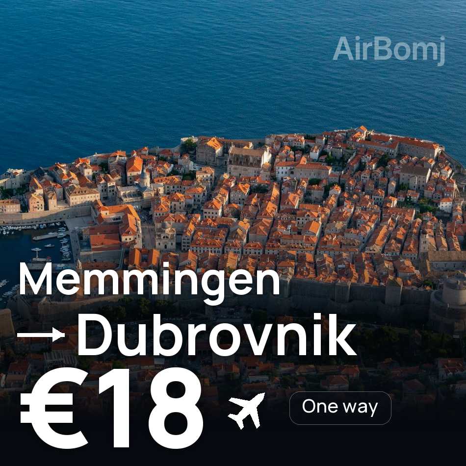 تذكرة طيران: ميمينجين — دوبروڤنيك، €18