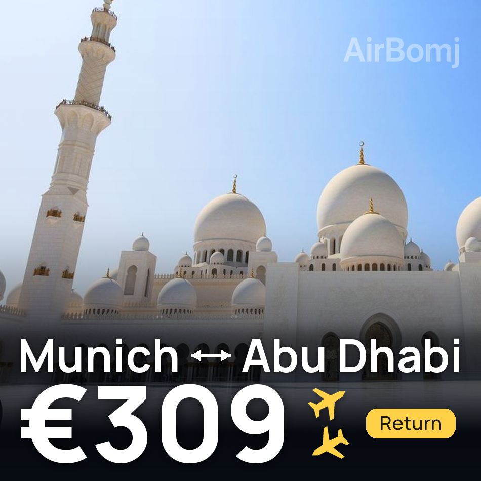 تذكرة طيران: ميونخ — أبو ظبي، €309