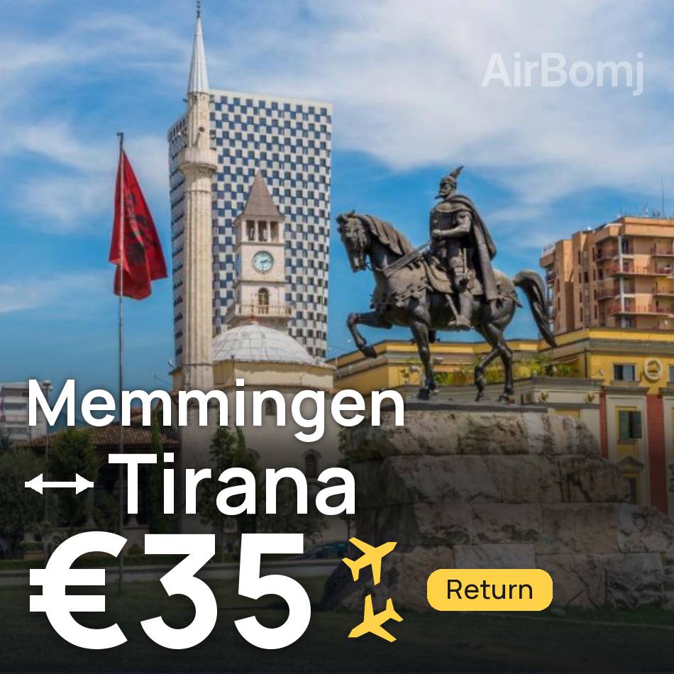 Flight ticket: Memmingen to Tirana, €35