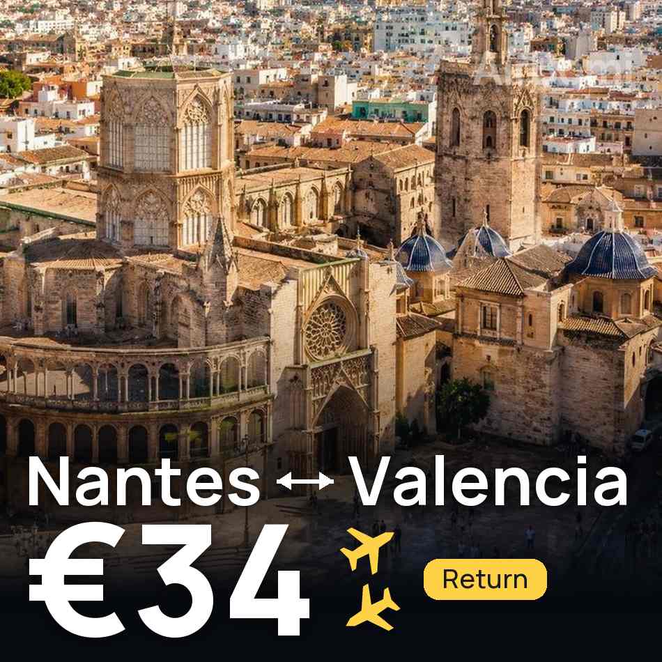Biglietto aereo: Nantes — Valencia, €34