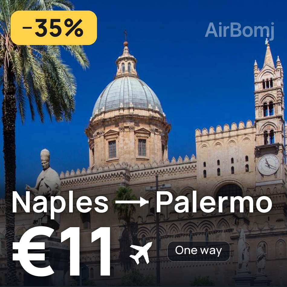 تذكرة طيران: نابولي — باليرمو، €11