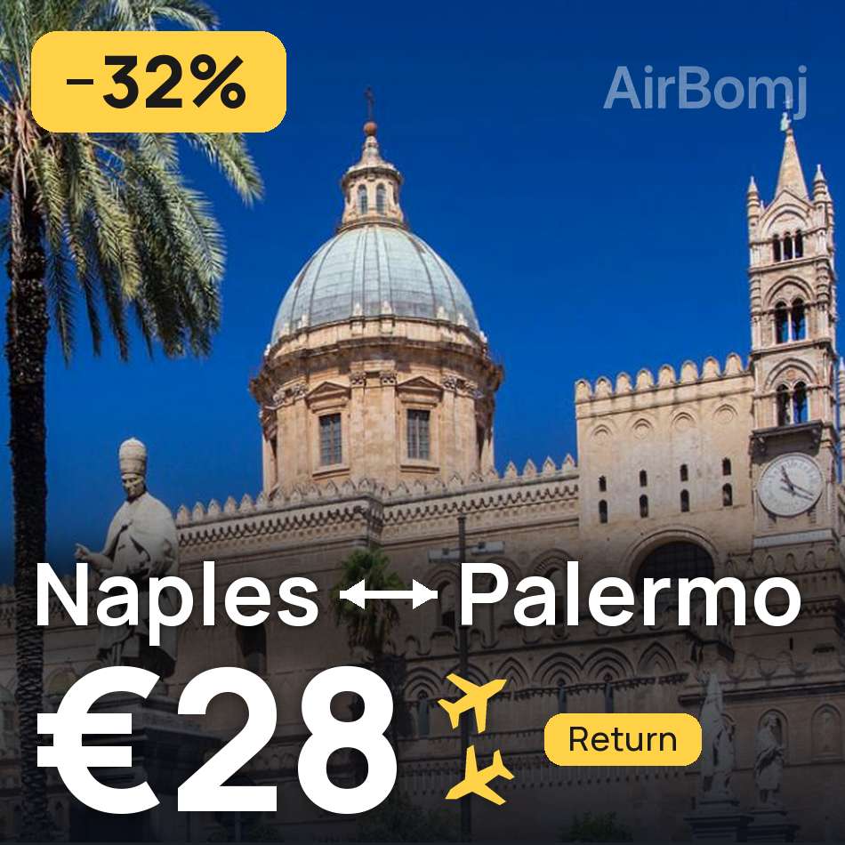 تذكرة طيران: نابولي — باليرمو، €28