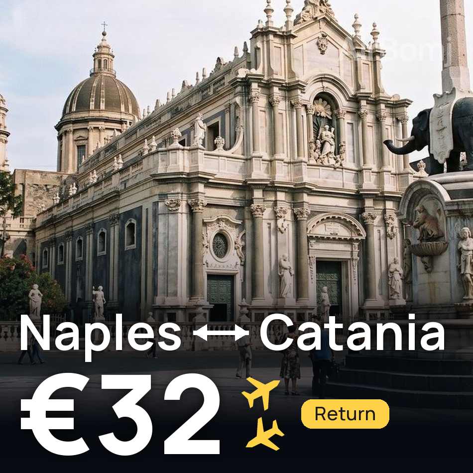 تذكرة طيران: نابولي — قطانيا، €32