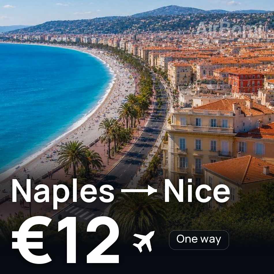 تذكرة طيران: نابولي — نيس، €12