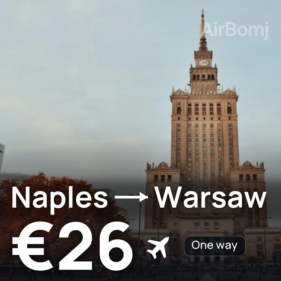 تذكرة طيران: نابولي — وارسو، €26