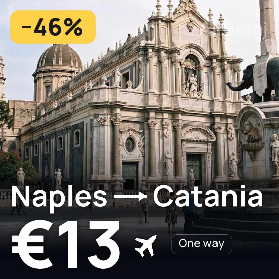 تذكرة طيران: نابولي — قطانيا، €13