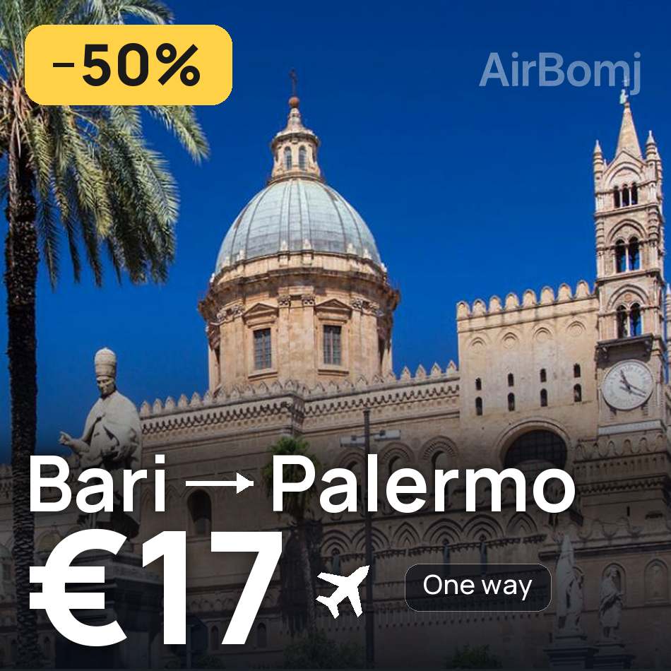تذكرة طيران: باري — باليرمو، €17