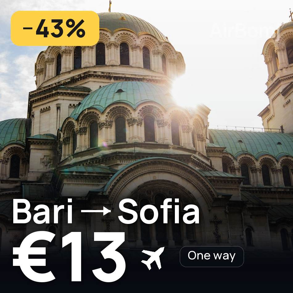 تذكرة طيران: باري — صوفيا، €13
