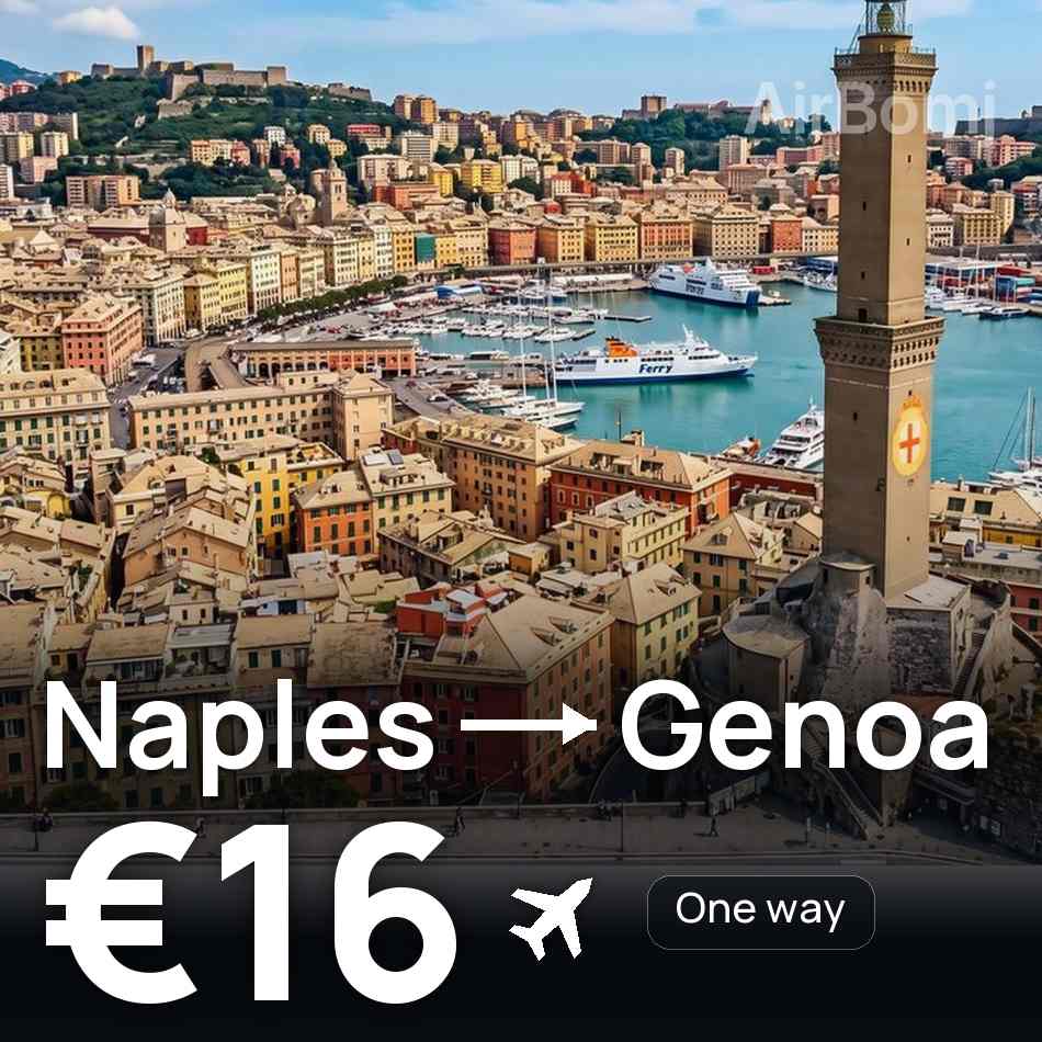 تذكرة طيران: نابولي — جنوة، €16
