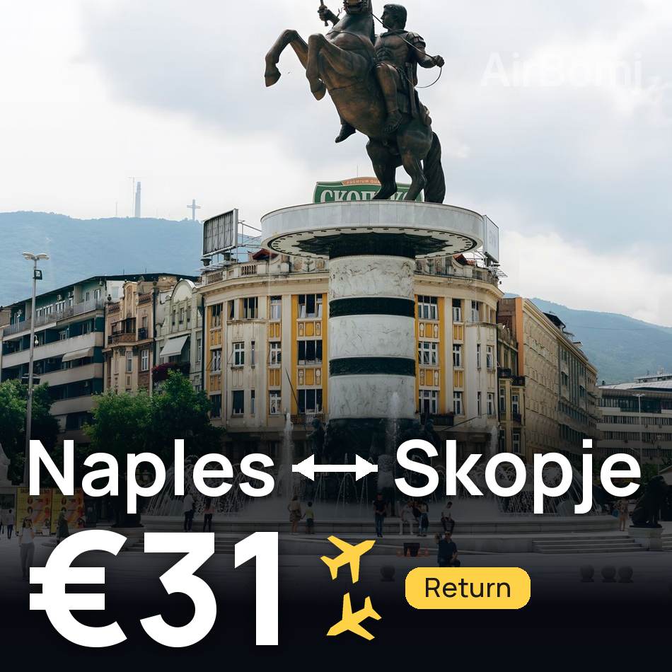 تذكرة طيران: نابولي — سكوبيه، €31
