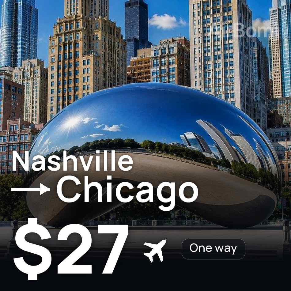 Flight ticket: Nashville to Chicago, $27