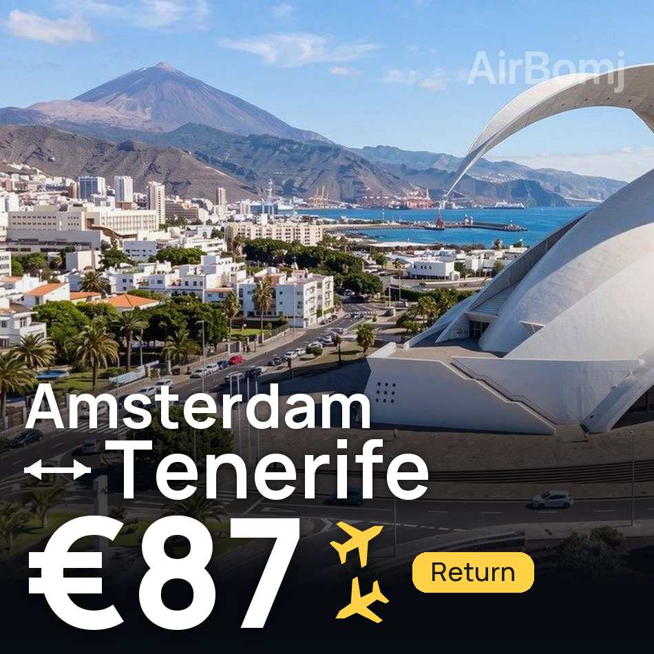 تذكرة طيران: أمستردام — تنريفي، €87