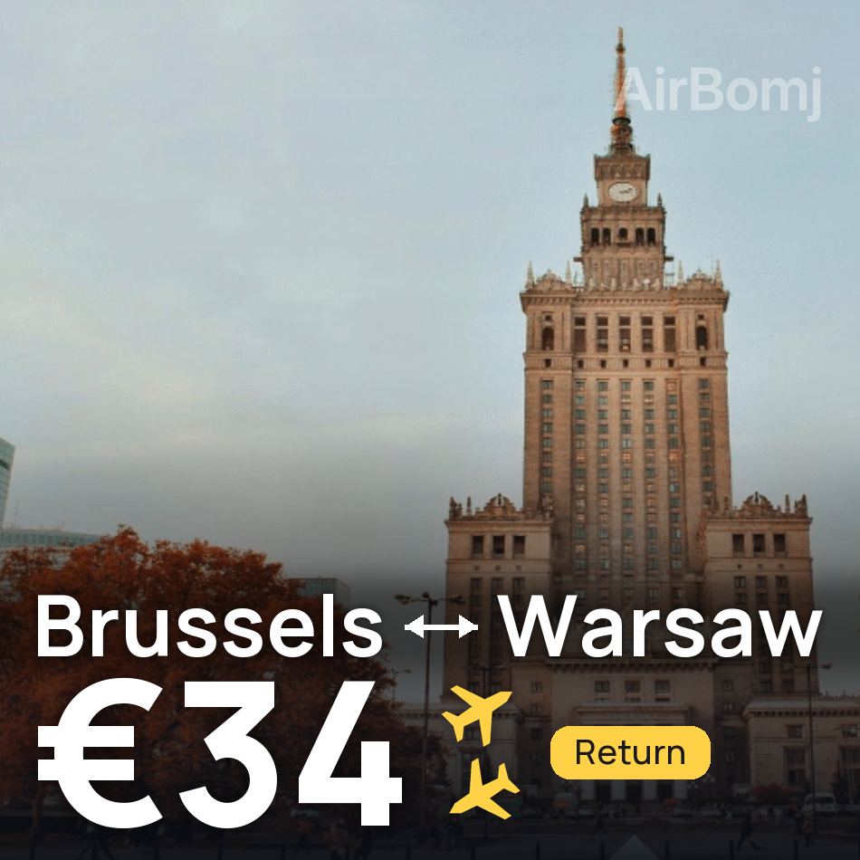 تذكرة طيران: بروكسل — وارسو، €34