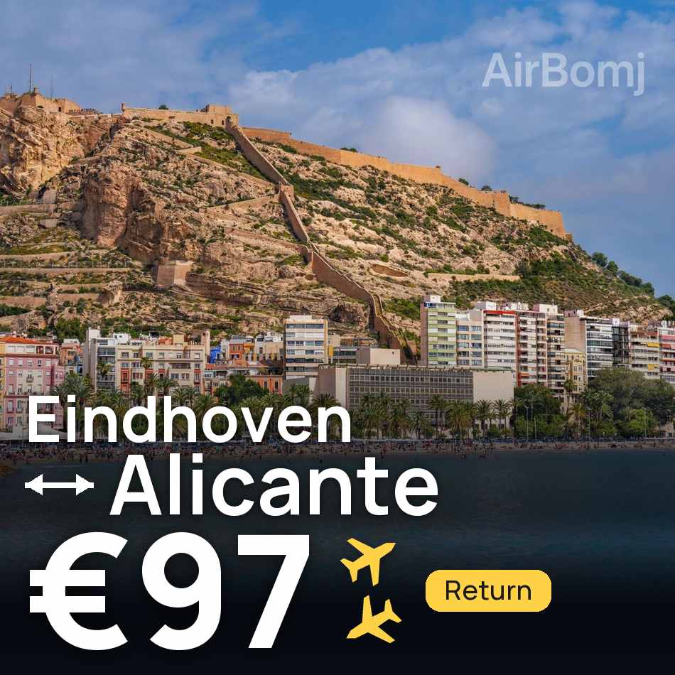 تذكرة طيران: آيندهوفن — أليكانتي، €97