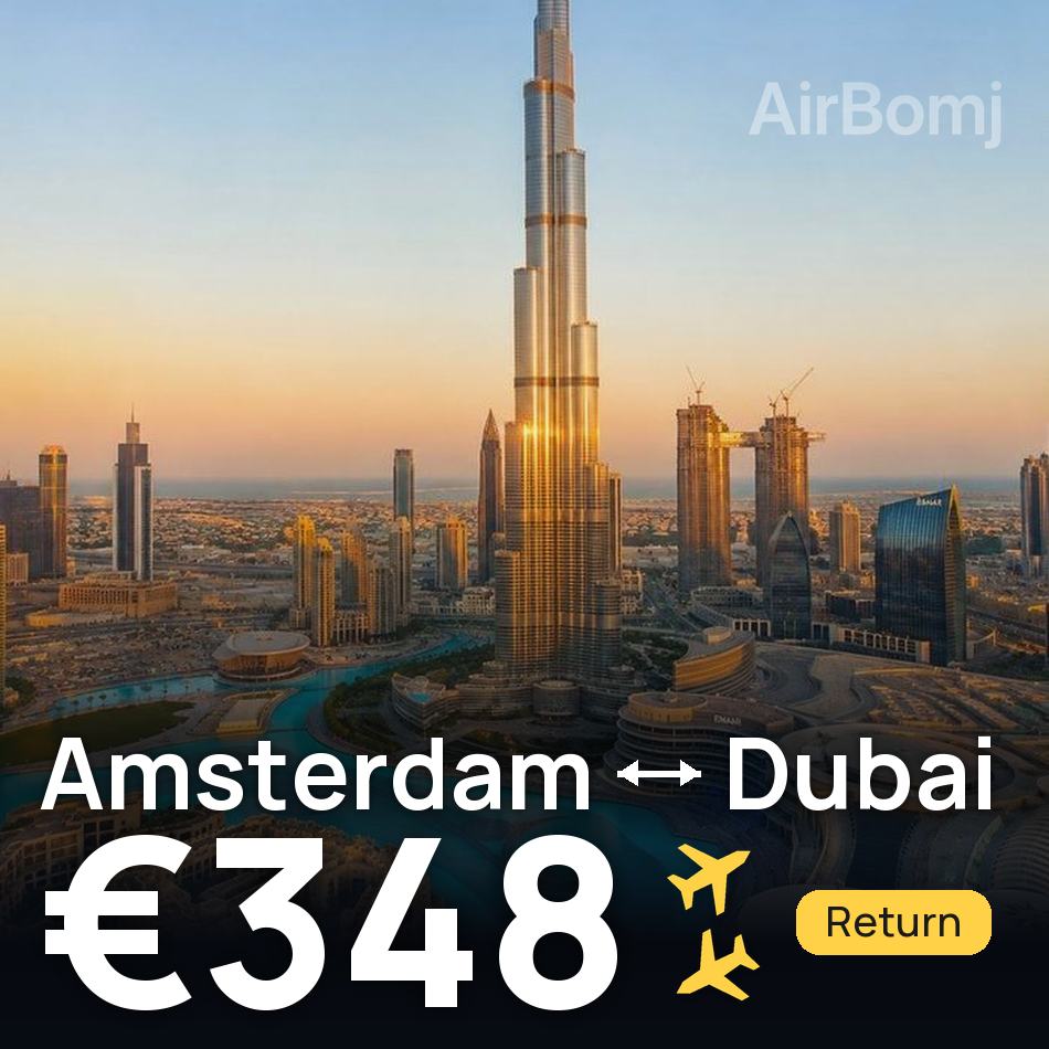 تذكرة طيران: أمستردام — دبي، €348