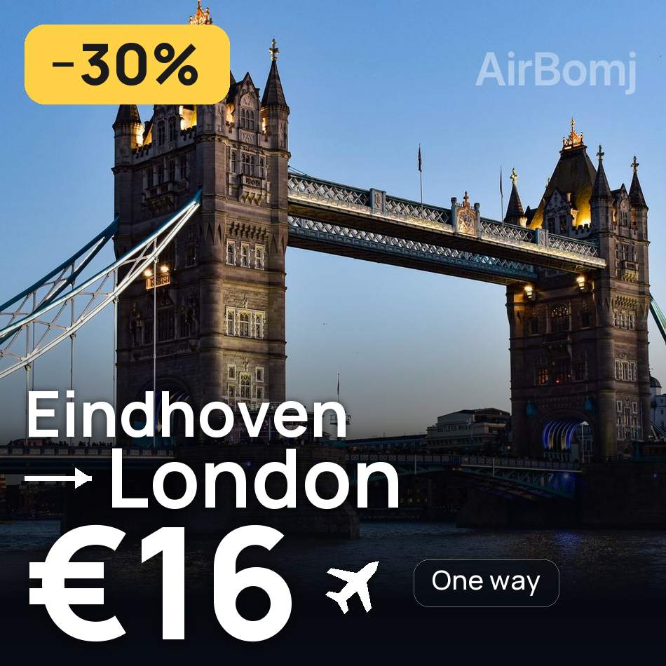 تذكرة طيران: آيندهوفن — لندن، €16