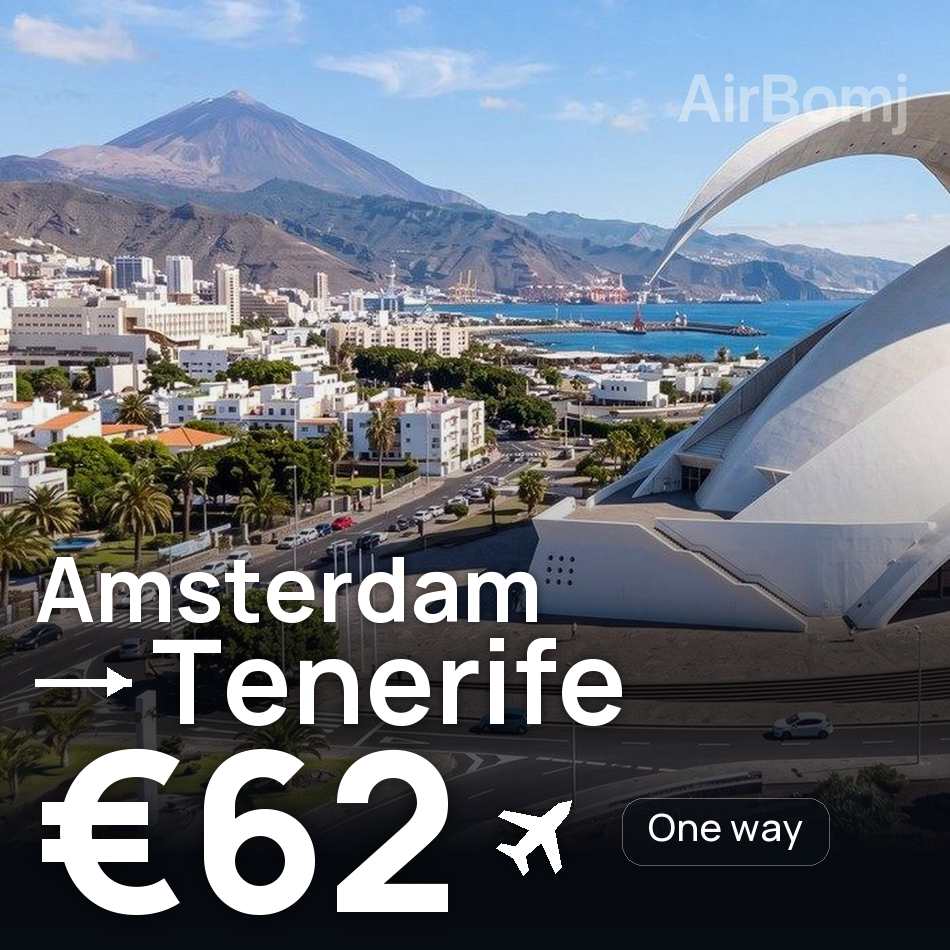 تذكرة طيران: أمستردام — تنريفي، €62