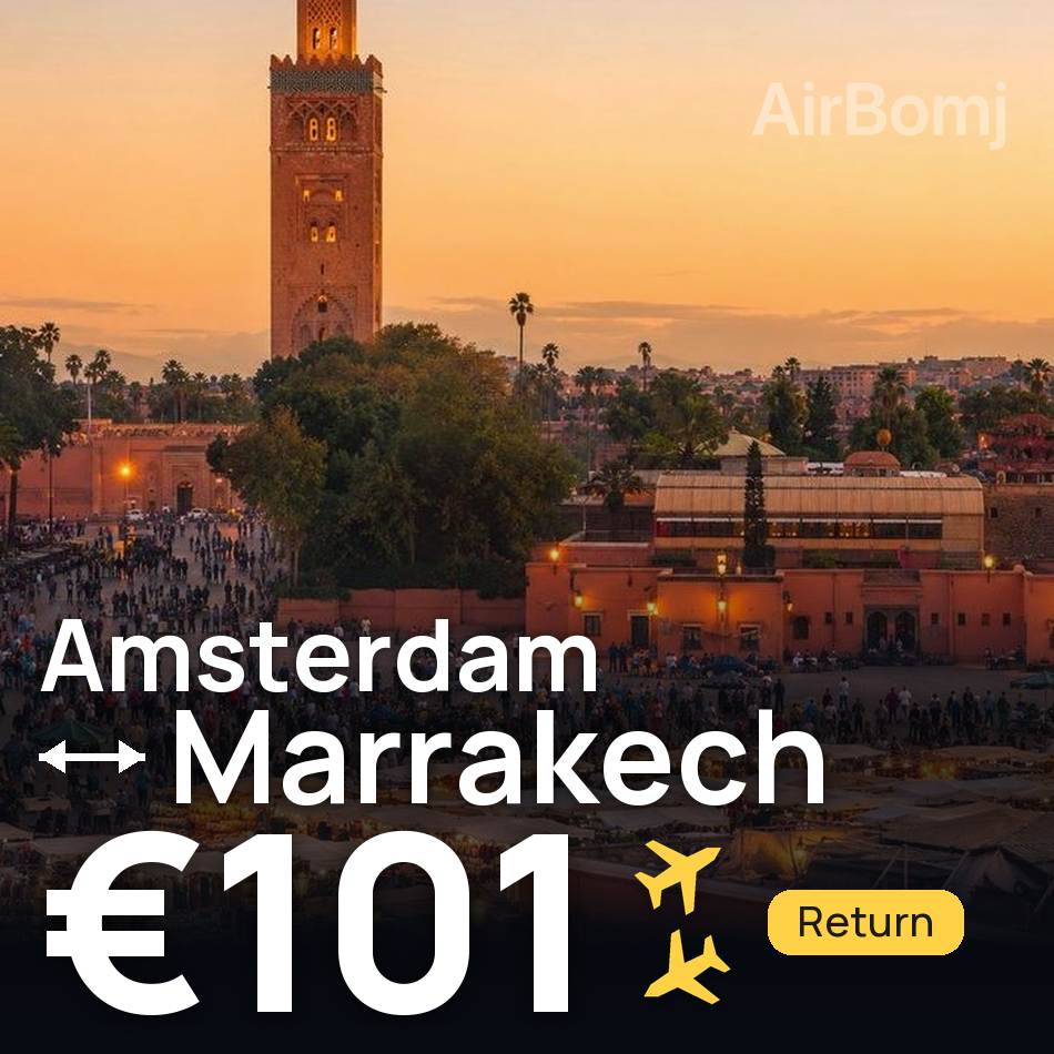 تذكرة طيران: أمستردام — مراكش، €101