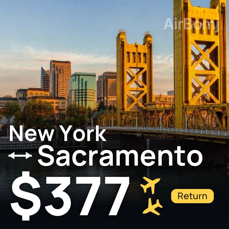 Billet d'avion : New York — Sacramento, $377