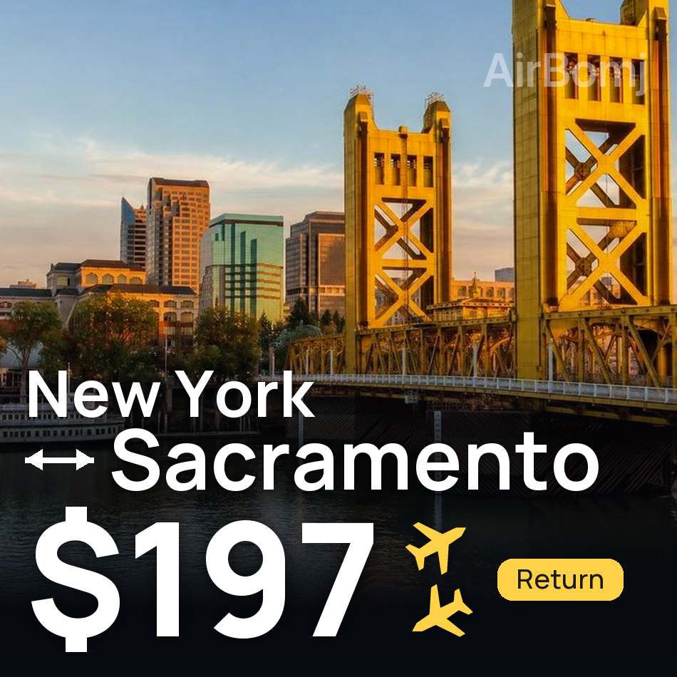 Billet d'avion : New York — Sacramento, $197