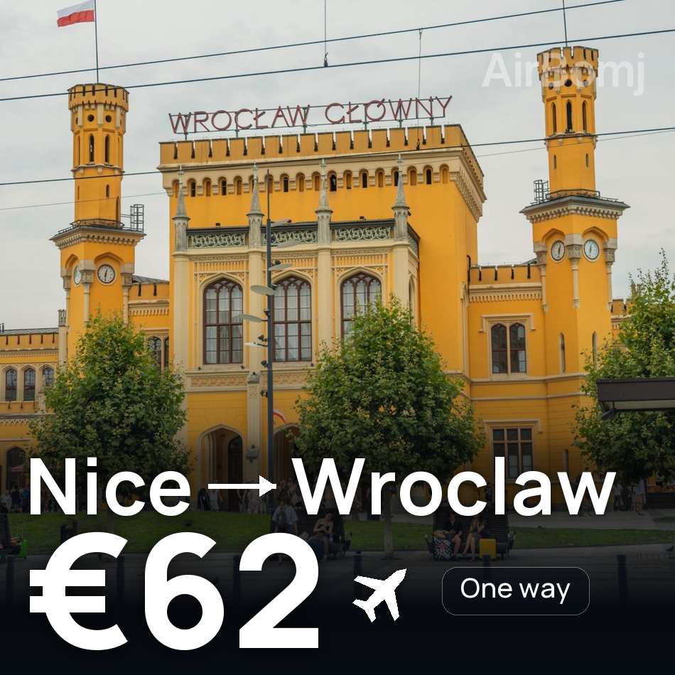 تذكرة طيران: نيس — ڤروتسواف، €62