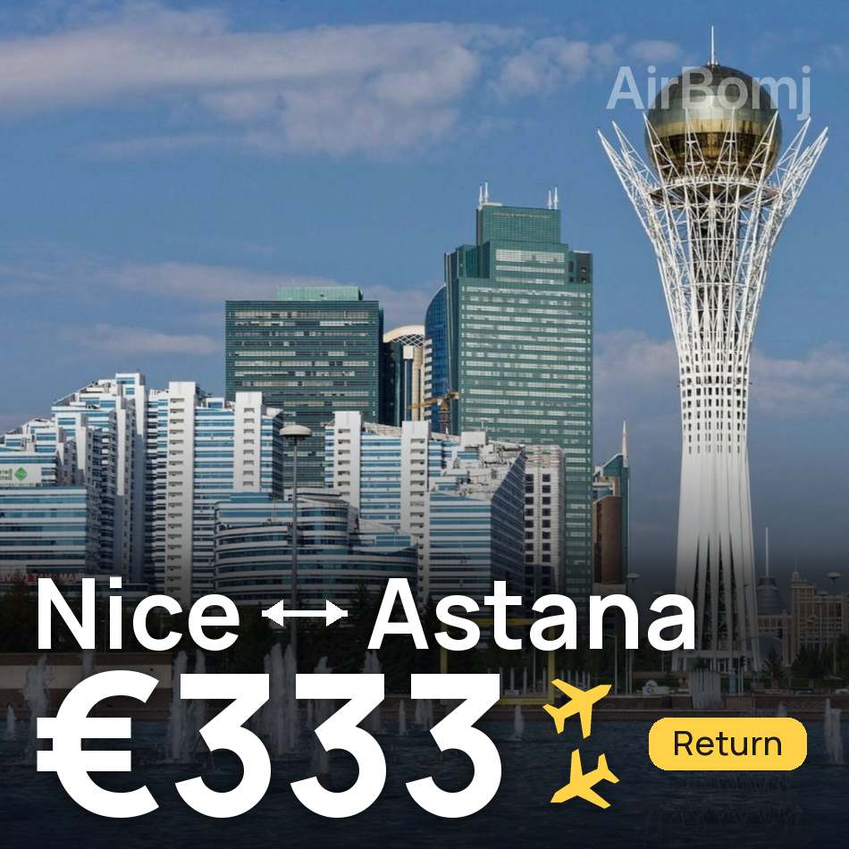 تذكرة طيران: نيس — أستانة، €333