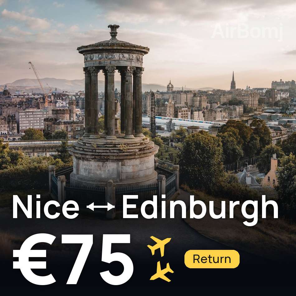 تذكرة طيران: نيس — إدنبرة، €75