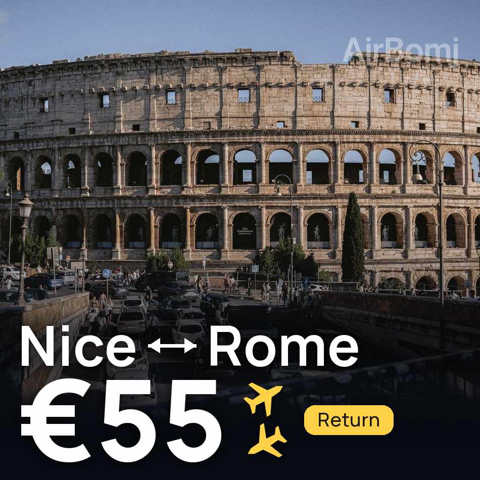 تذكرة طيران: نيس — روما، €55
