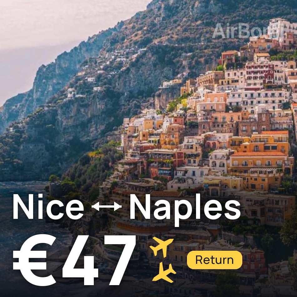 تذكرة طيران: نيس — نابولي، €47