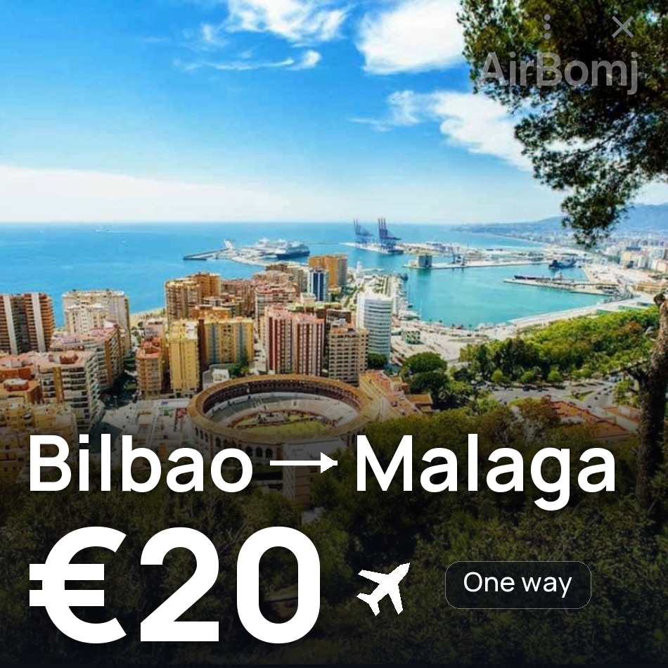 Billet d'avion : Bilbao — Málaga, €20