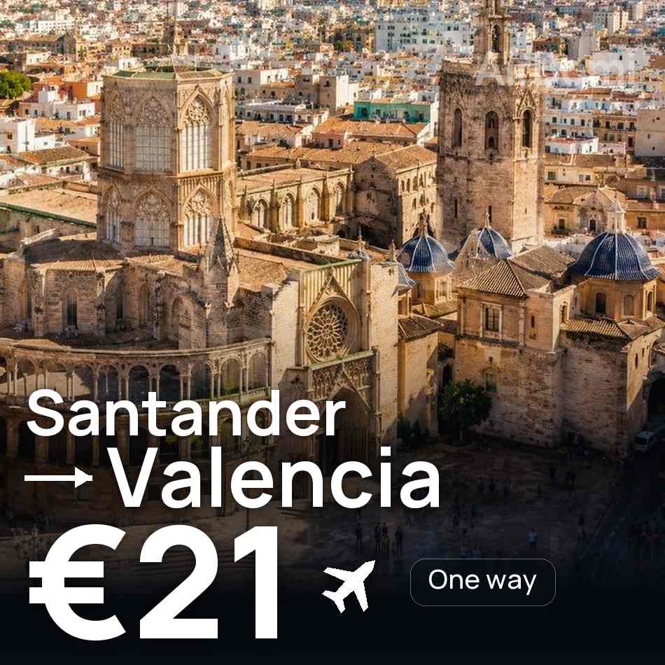 Billet d'avion : Santander — Valence, €21