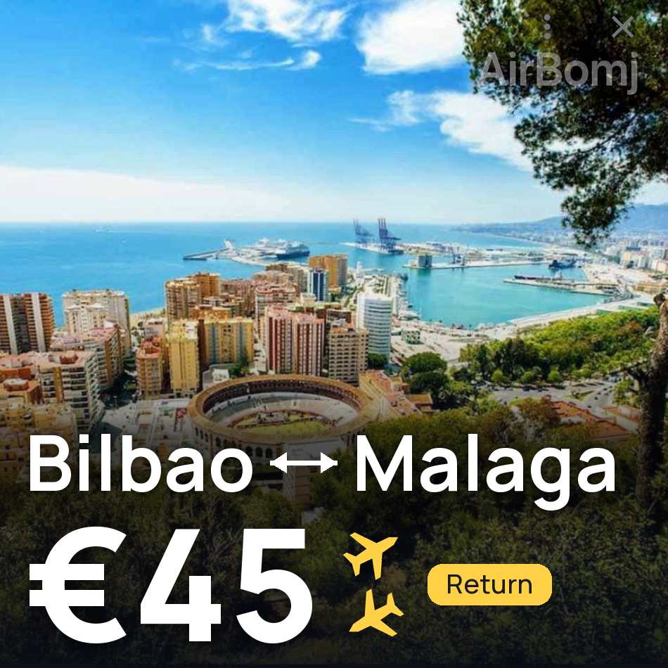 Billet d'avion : Bilbao — Málaga, €45