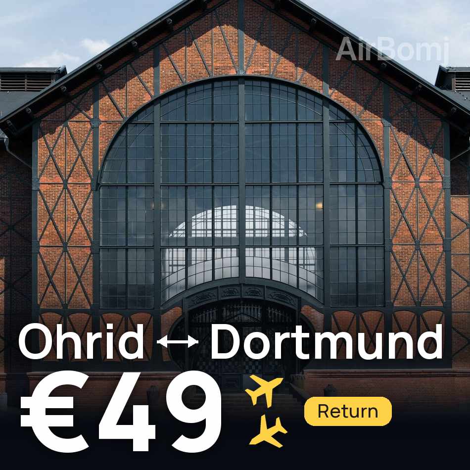 Flight ticket: Ohrid to Dortmund, €49