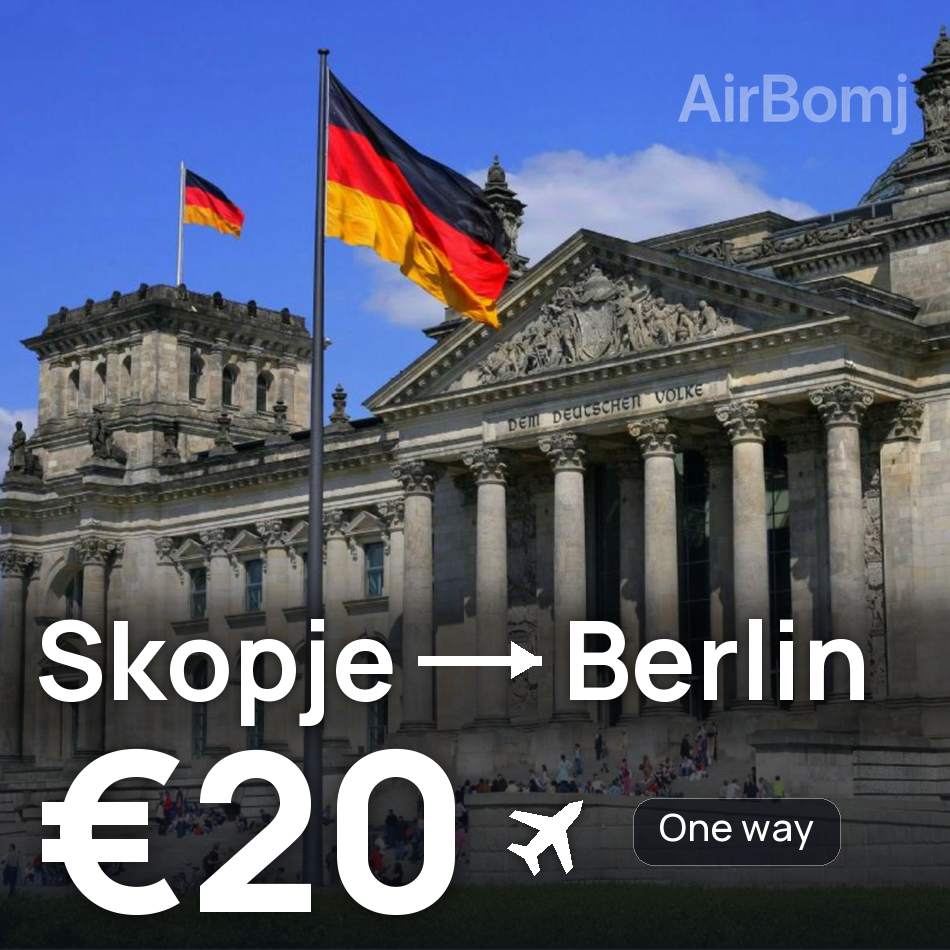 Passagem aérea: Skopje — Berlim, €20