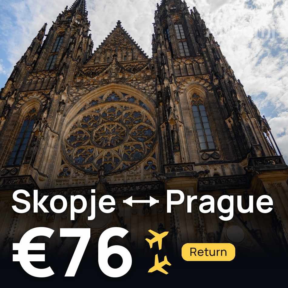 Flight ticket: Skopje to Prague, €76