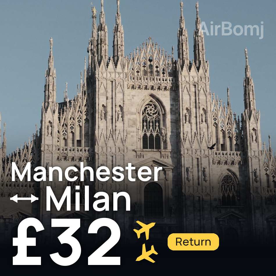 Biglietto aereo: Manchester — Milano, £32