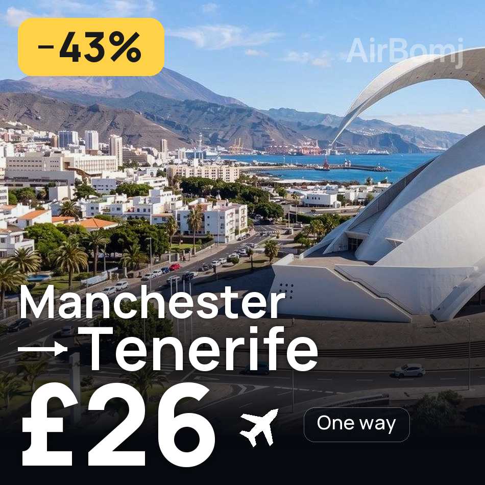 Biglietto aereo: Manchester — Tenerife, £26